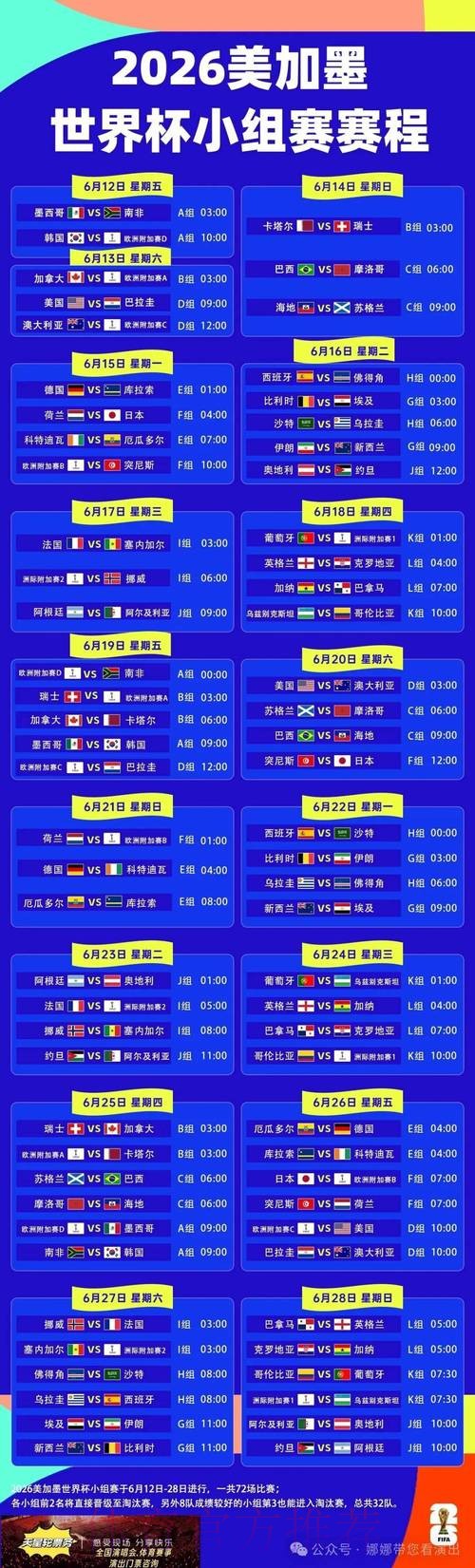 2026世界杯赛程今日最新时间表在哪里看 2026世界杯赛程今日最新时间表在哪里看